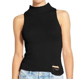 Sun & Shadow Destroyed Mock Neck Knit Tank